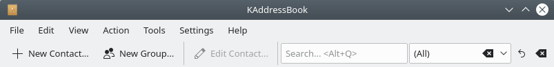 A closeup of KAddressBook's Toolbar.
